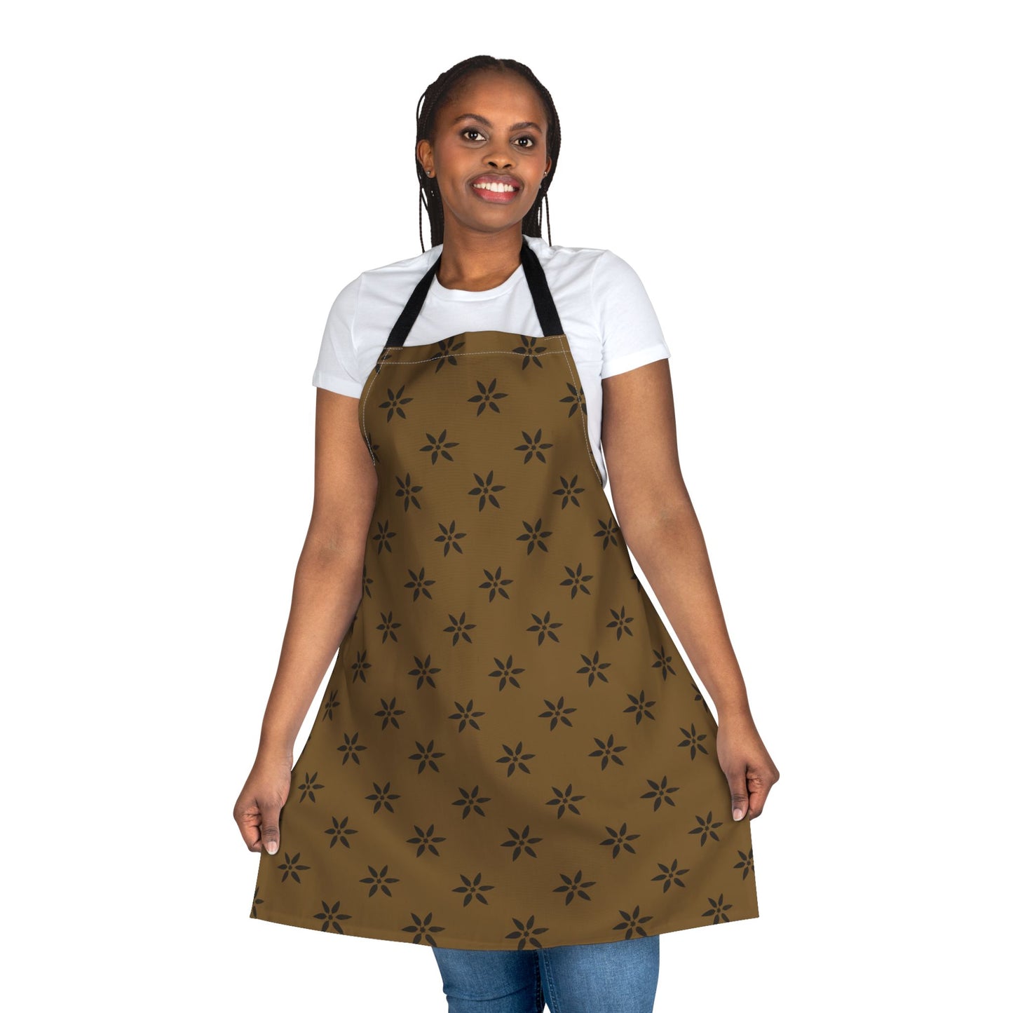 Black Petal on Deep Gold Apron, 5-Color Straps (AOP)