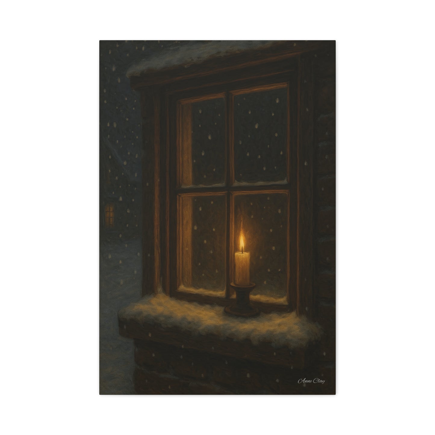 Light in the Darkness Candlelit Winter Scene Canvas Print Christmas, Holiday