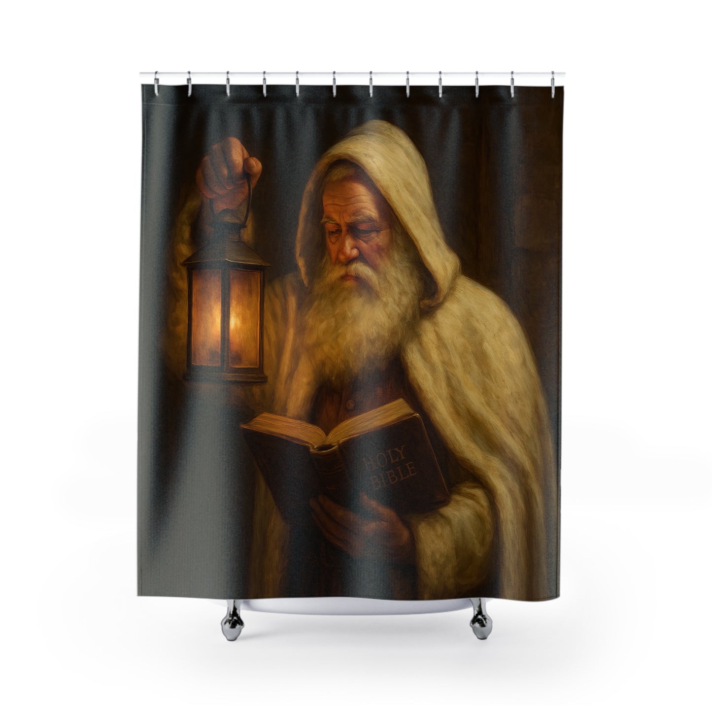 Enchanted Lantern Shower Curtain, Cozy Bathroom Decor, Wizard Themed Home, Unique Gift, Fantasy Bathroom Accent