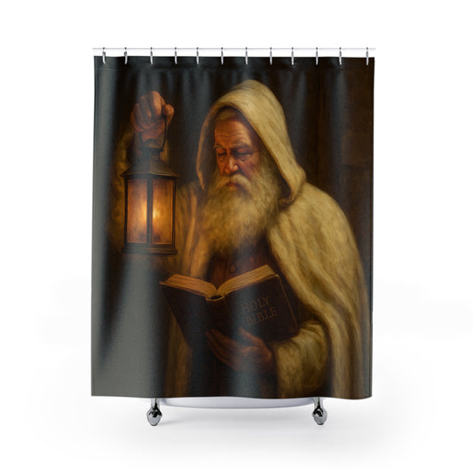 Enchanted Lantern Shower Curtain, Cozy Bathroom Decor, Wizard Themed Home, Unique Gift, Fantasy Bathroom Accent