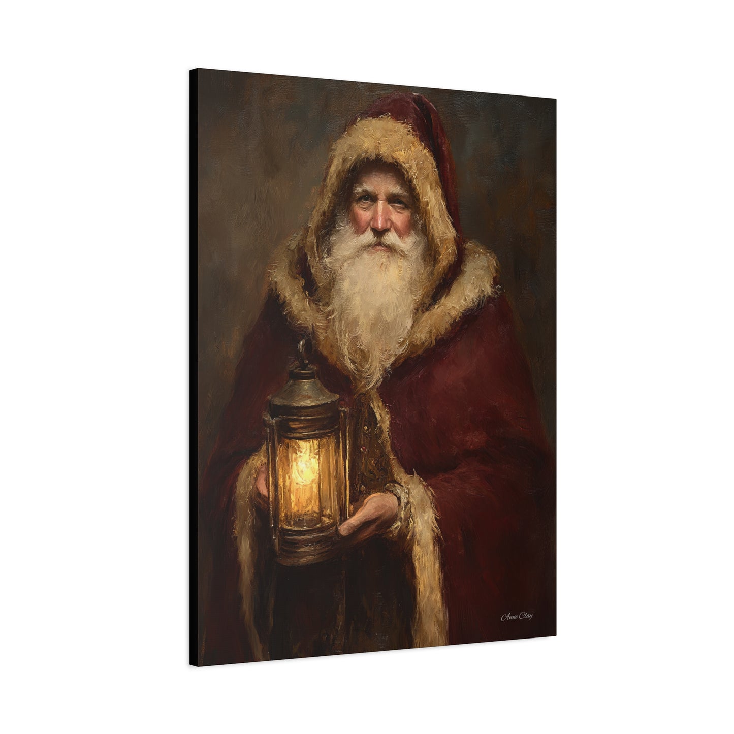 Firelight Santa Matte Canvas, Stretched, 1.25"