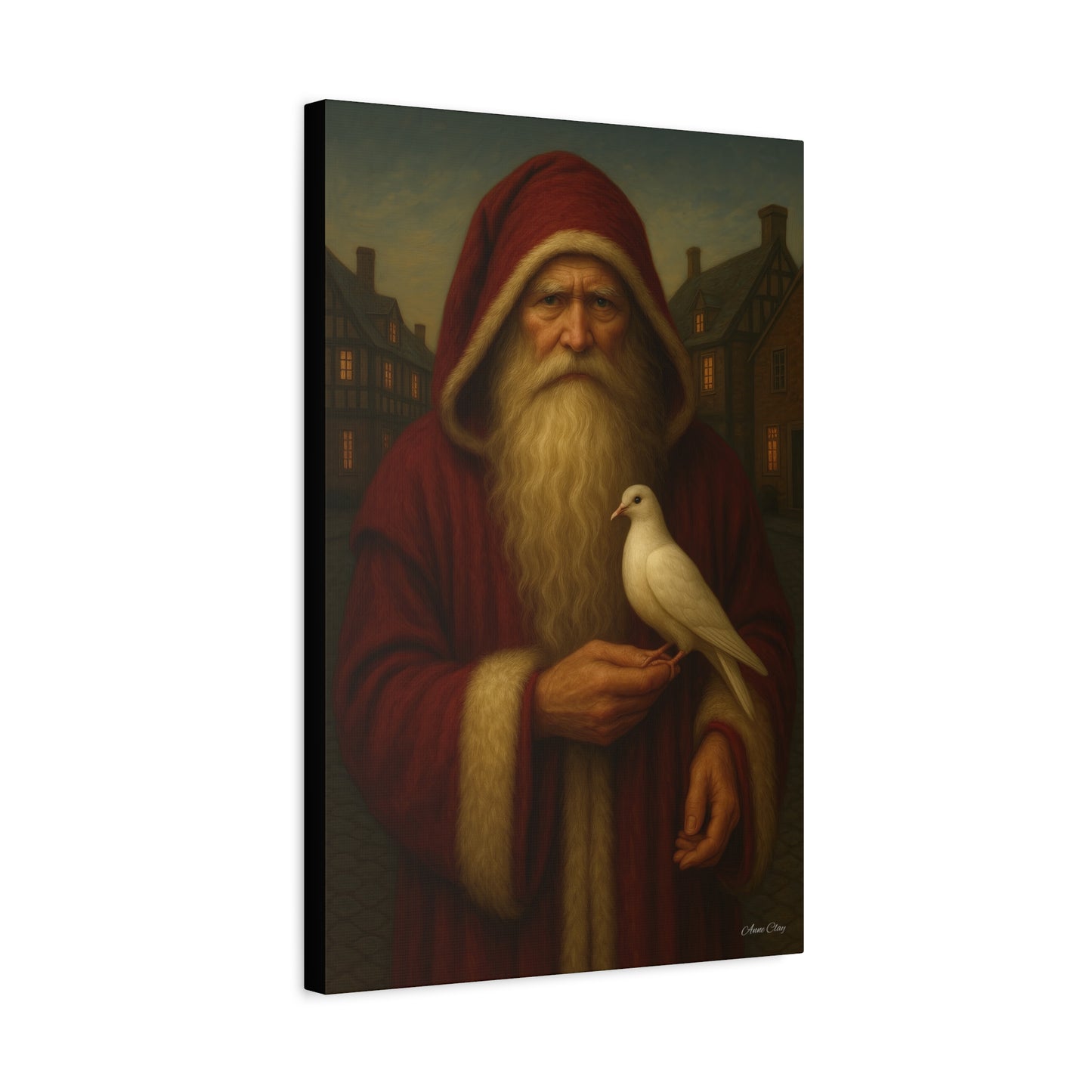 Santa with Dove Canvas Art Print