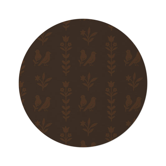 Cozy Botanical Round Rug, Vintage Home Decor, Boho Style, Living Room Accent, Floor Mat for All Occasions, Gifts for Nature Lovers