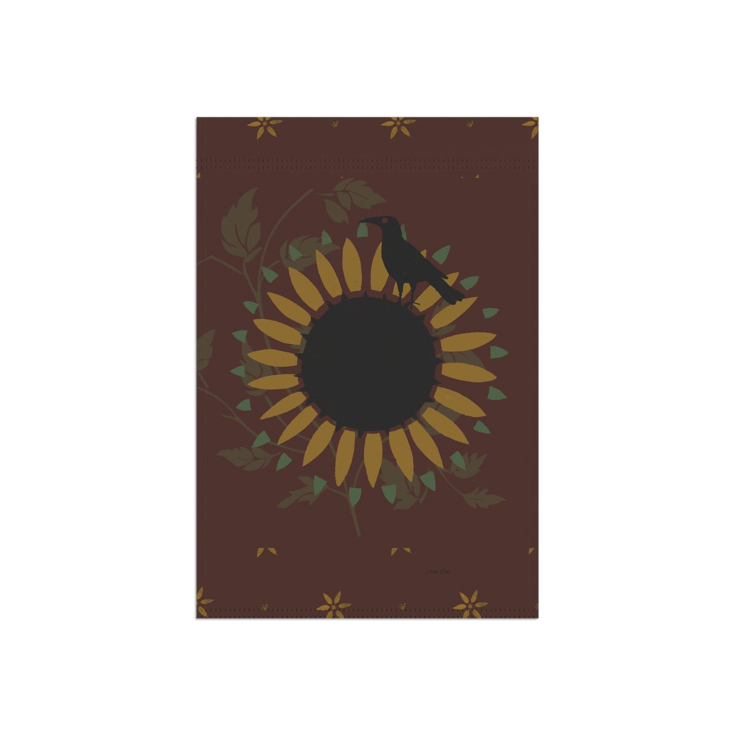 Red Sunflower and Crow Stencil Garden & House Banner