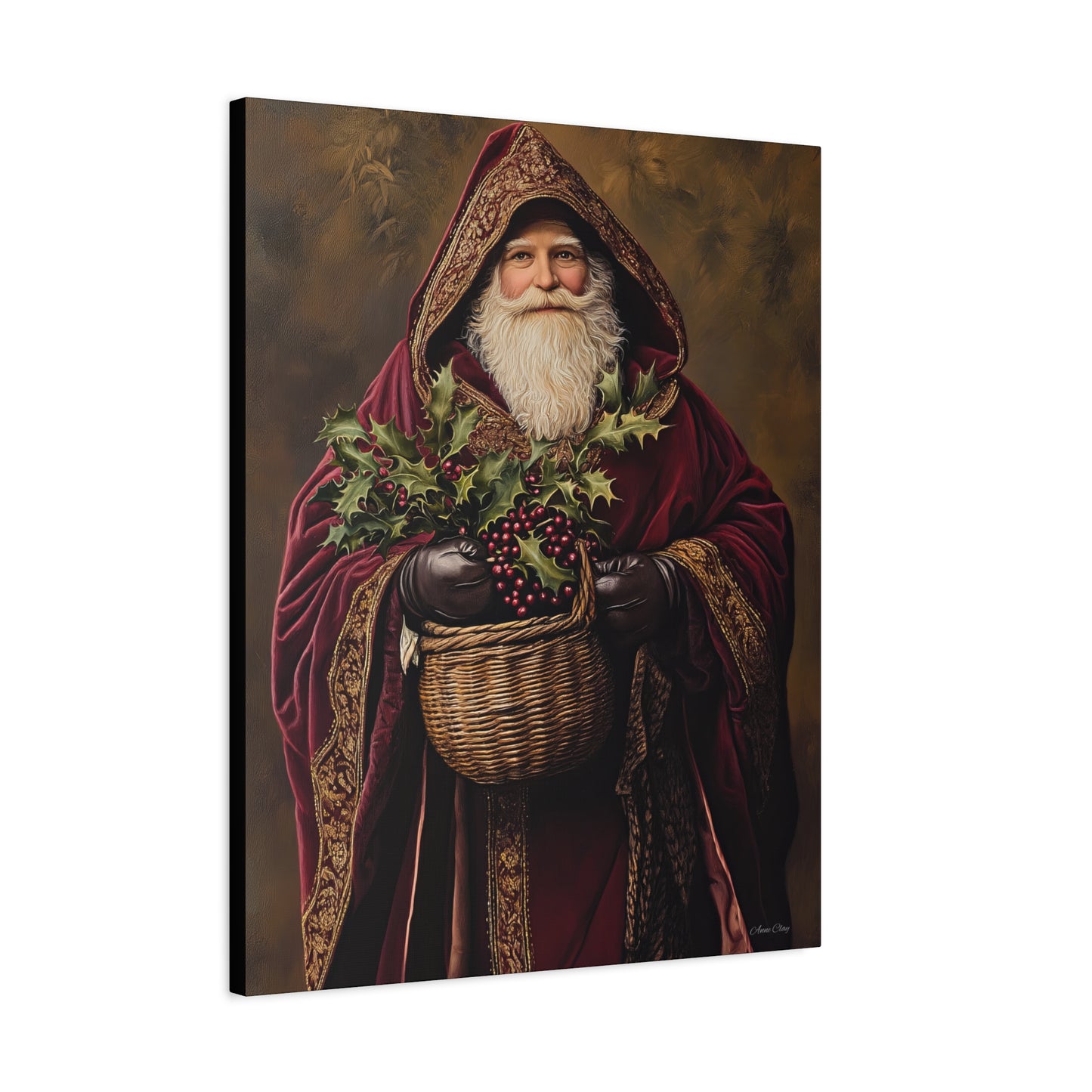 Burgundy Berry Santa Matte Canvas, Stretched, 1.25"