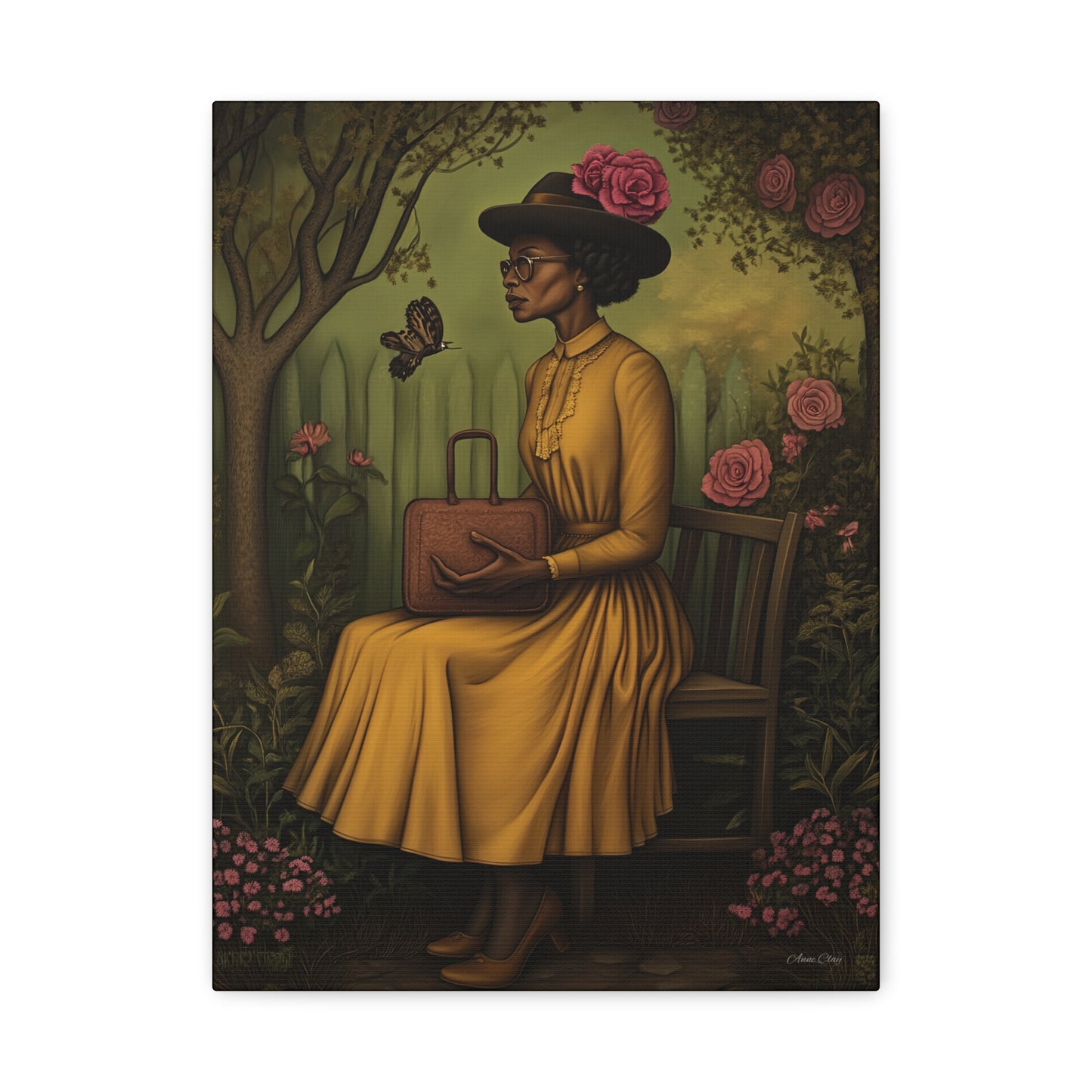 Elegant Canvas Wall Art, Vintage Woman Decor, Home Decoration, Gift for Mother’s Day, Floral Canvas Print, Art for Living Room