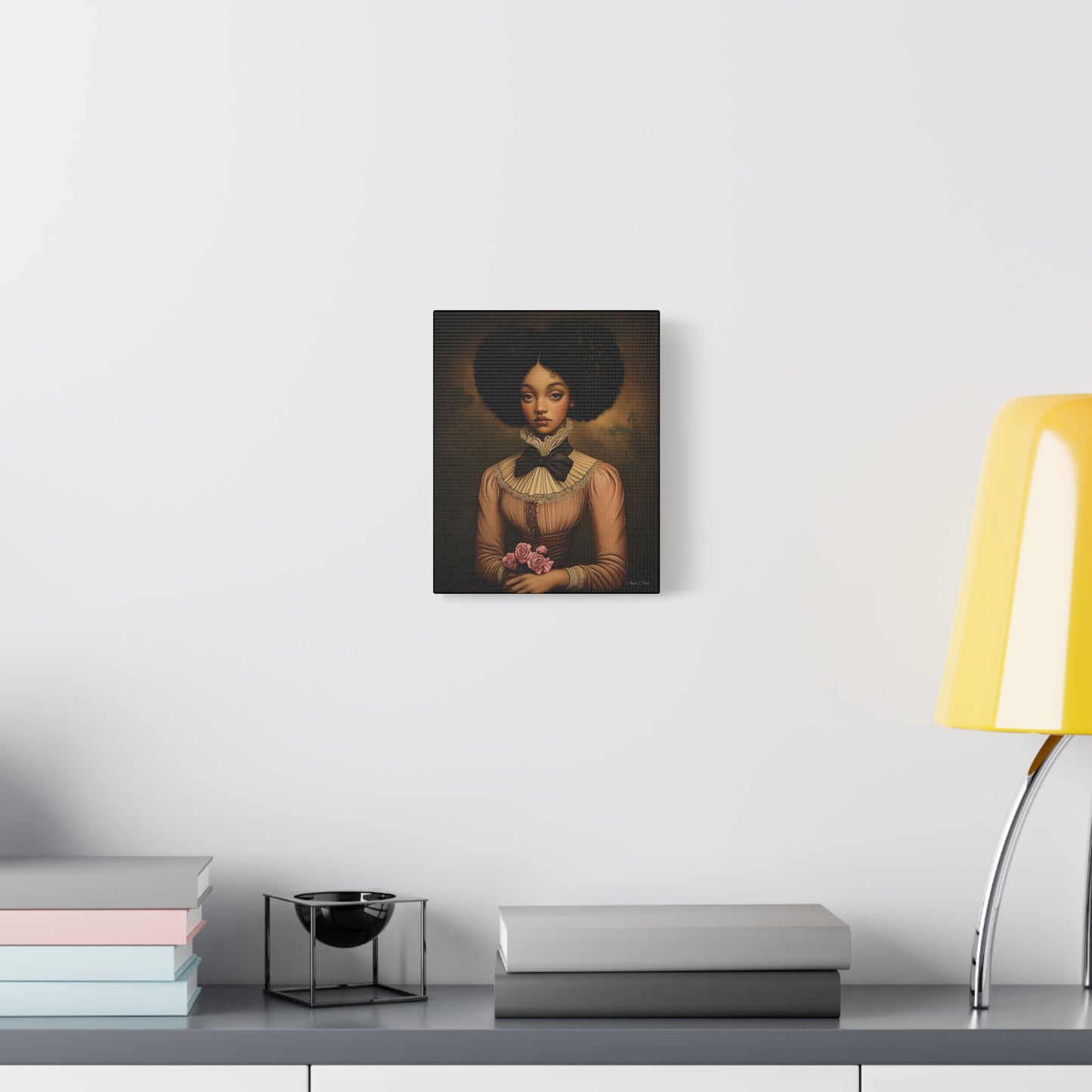 Beautiful Vintage Matte Canvas Wall Art, Floral Girl Portrait, Home Decor, Gift for Her, Living Room, Wedding Decor, Artwork