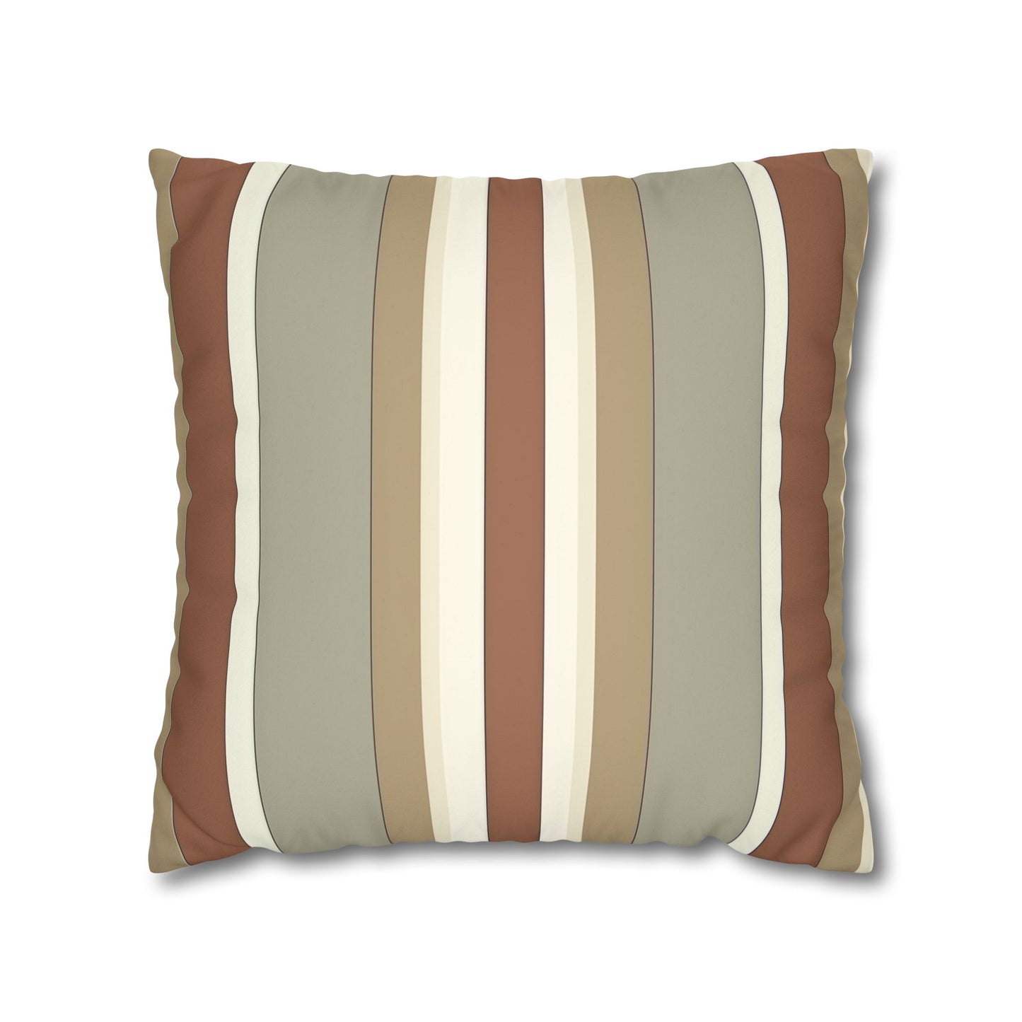 Fantasy Collection Taupe Stripes Faux Suede Square Pillowcase