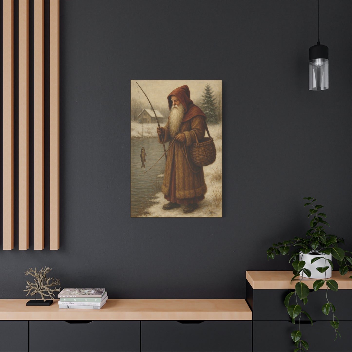 Snowy Fisherman Canvas Print