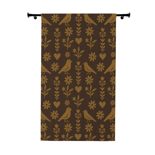 Chic Bird & Flower Print Window Curtain