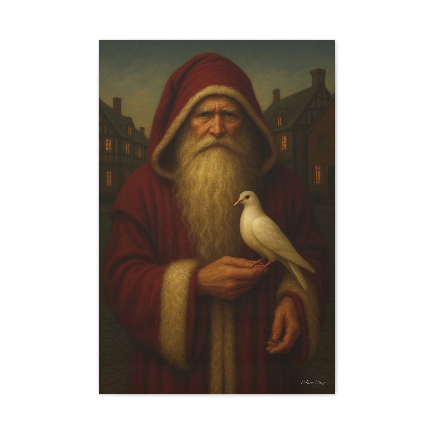 Santa with Dove Canvas Art Print