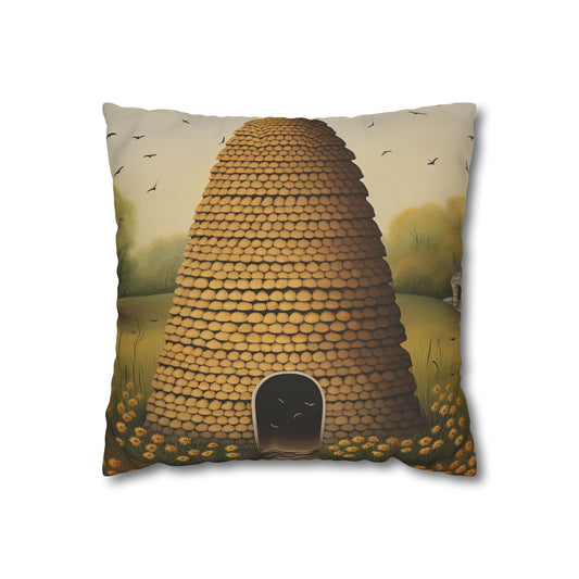 Beehive Art Pillowcase, Cozy Home Decor, Gift for Nature Lovers, Farmhouse Cushions, Eco-Friendly Pillow Cover, Boho Throw Pillow
