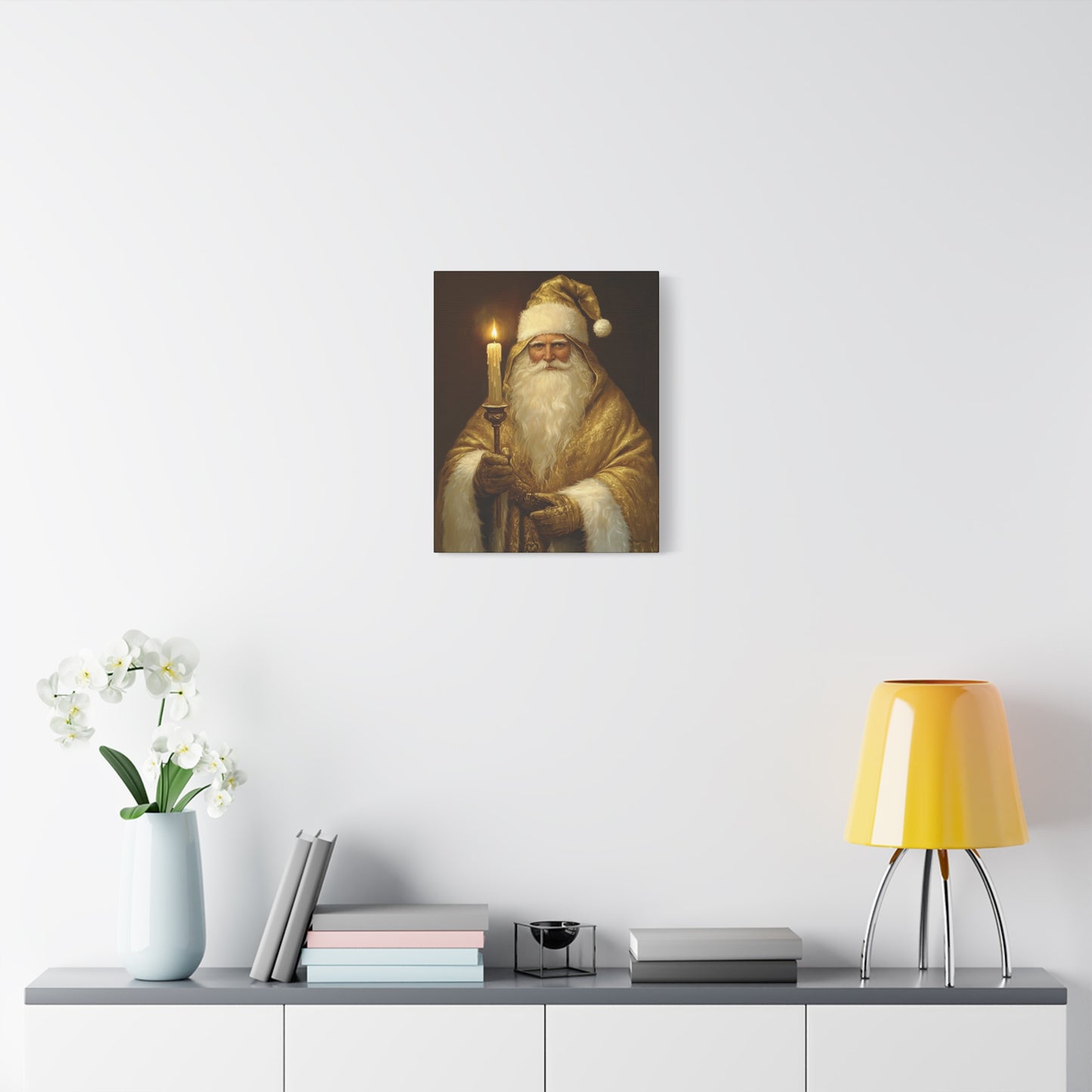 Golden Glow Santa Matte Canvas, Stretched, 1.25"