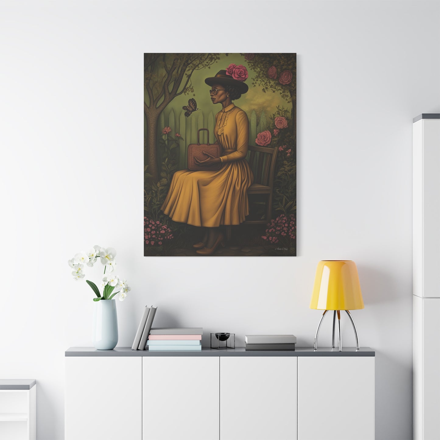 Elegant Canvas Wall Art, Vintage Woman Decor, Home Decoration, Gift for Mother’s Day, Floral Canvas Print, Art for Living Room