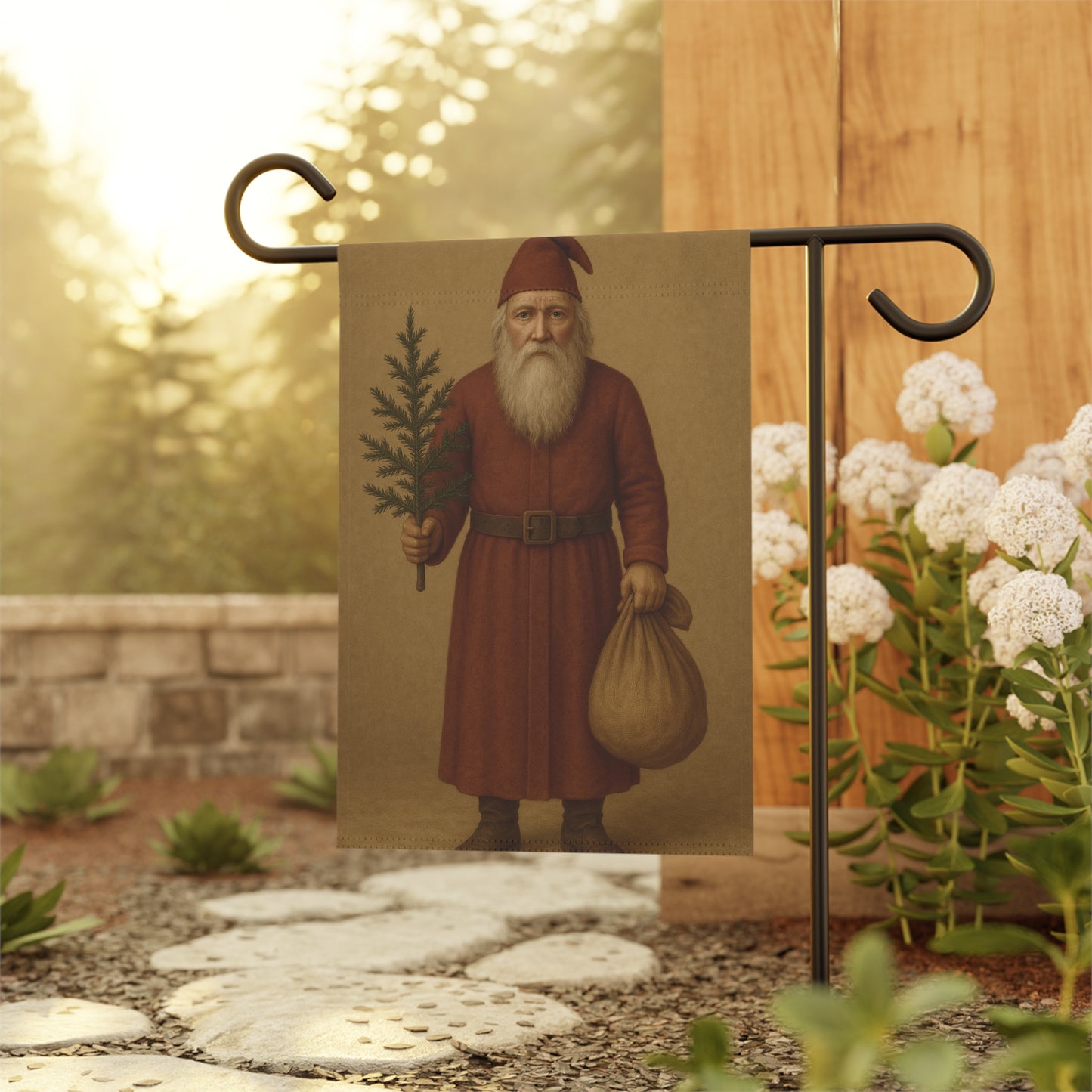 Christmas Garden Banner with Vintage Santa Design