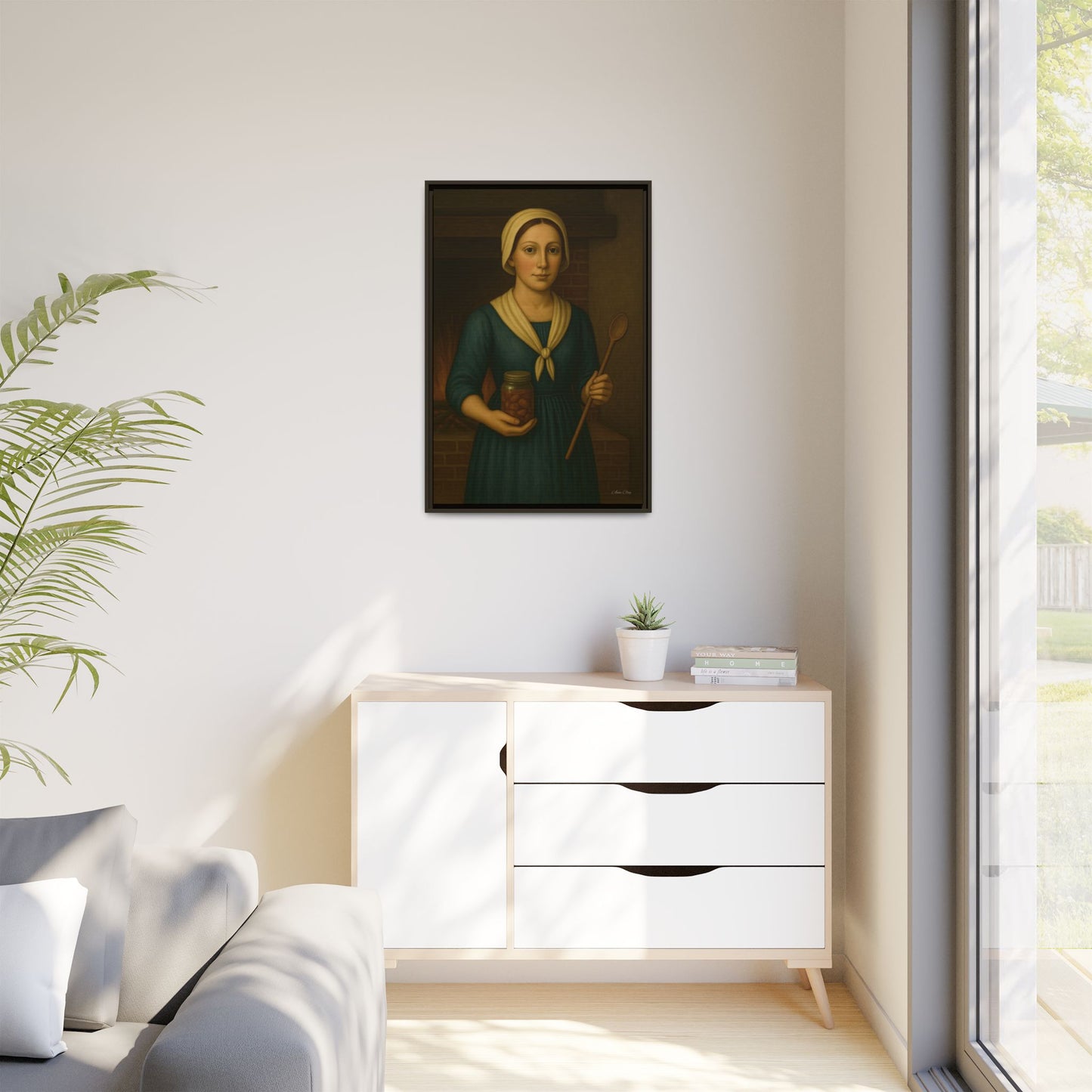 Framed Matte Canvas: Rustic Canning Vintage Homemaker Portrait - Rustic Kitchen Wall Art