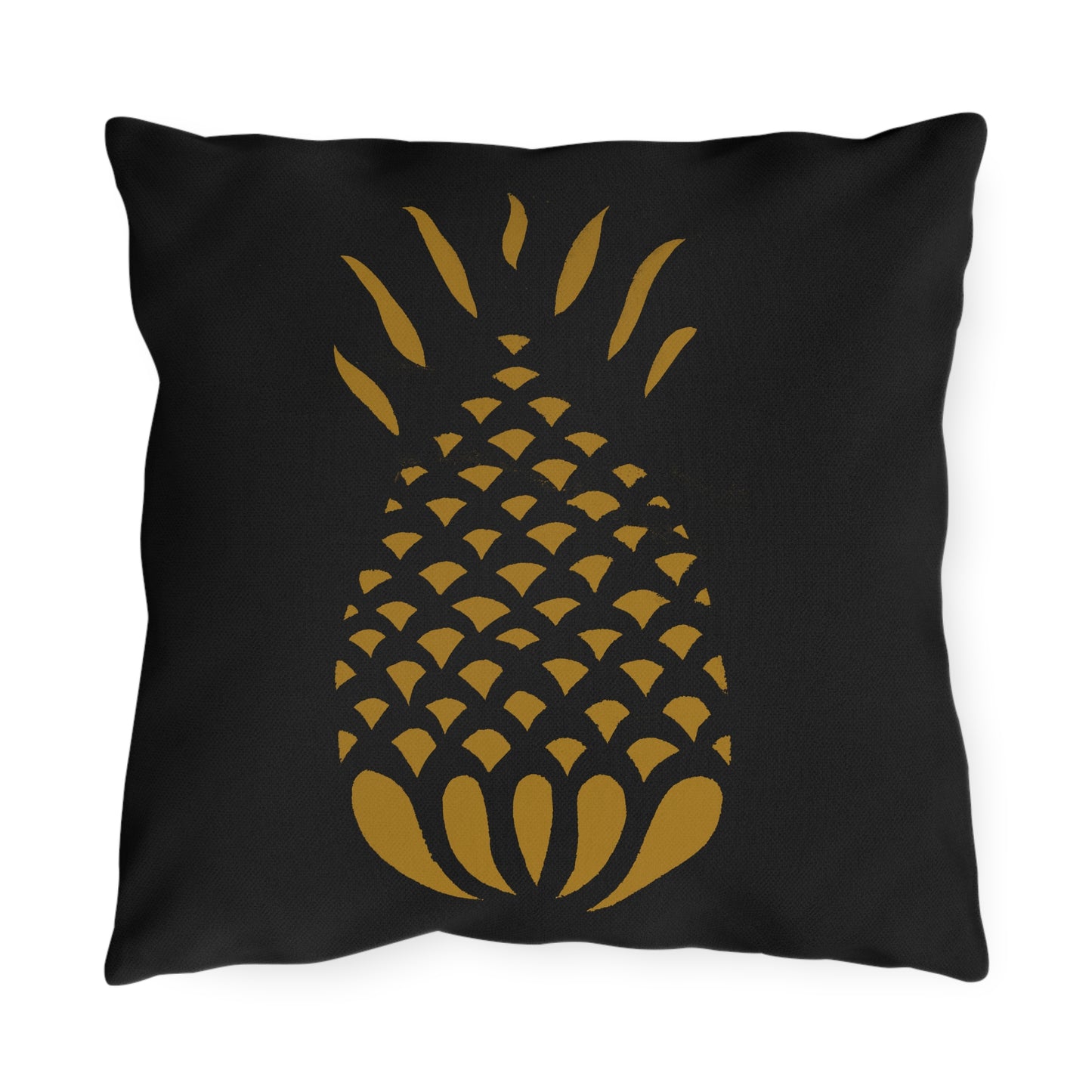 Mustard Pineapple on Black Outdoor Pillows