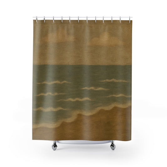 Vintage Coastal Shower Curtain, Ocean Wave Decor, Beach Bathroom Accessories, Nautical Home Decor, Relaxing Shower Experience