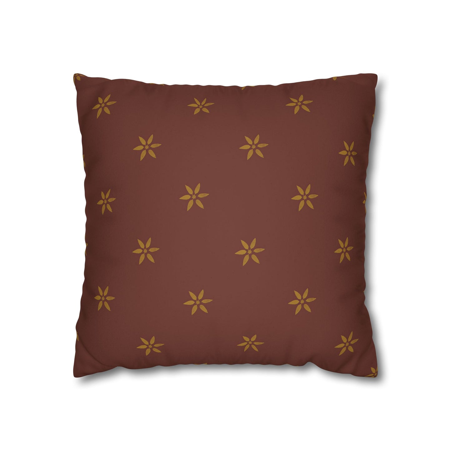 Fantasy Collection Red with Gold Stencil Faux Suede Square Pillowcase