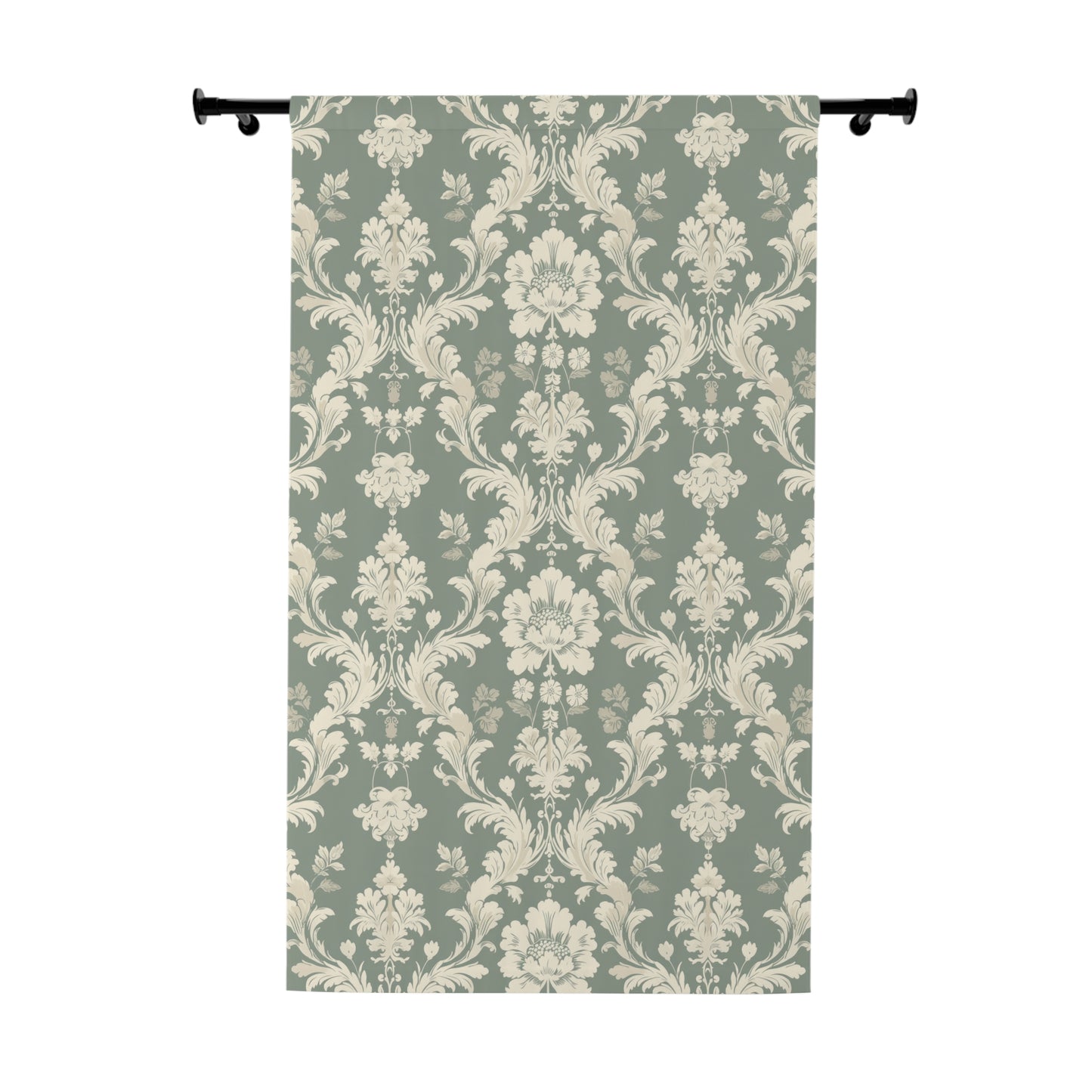 Elegant Floral Window Curtains - Vintage Green Design