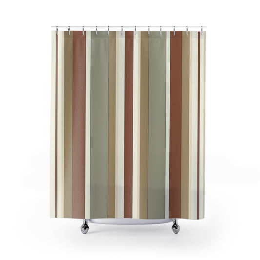 Modern Striped Shower Curtain - Earthy Tones for Elegant Bathrooms