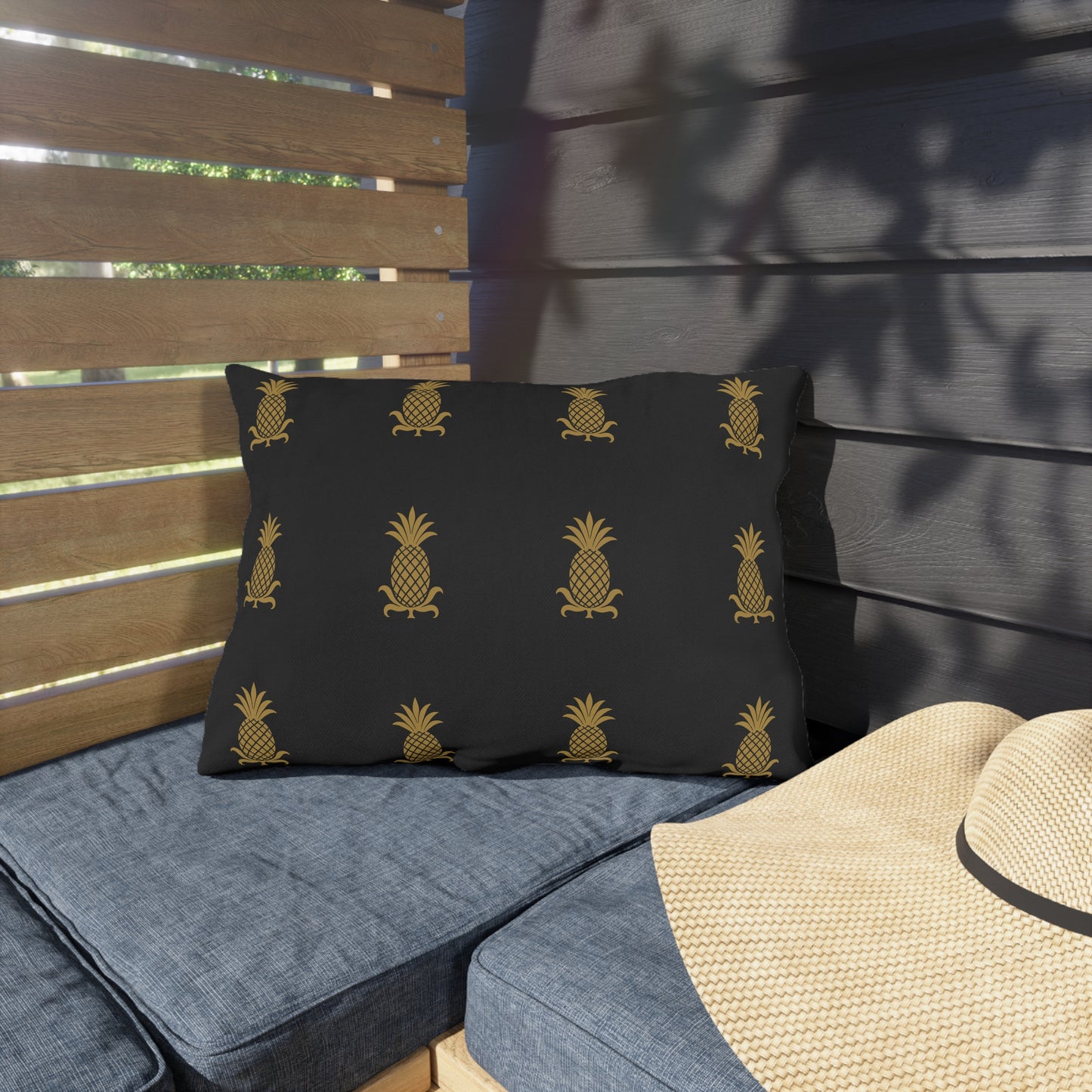Golden Pineapple Outdoor Pillows - Tropical Decor, Garden Accessories, Patio Cushions, Summer Vibes, Home Decor