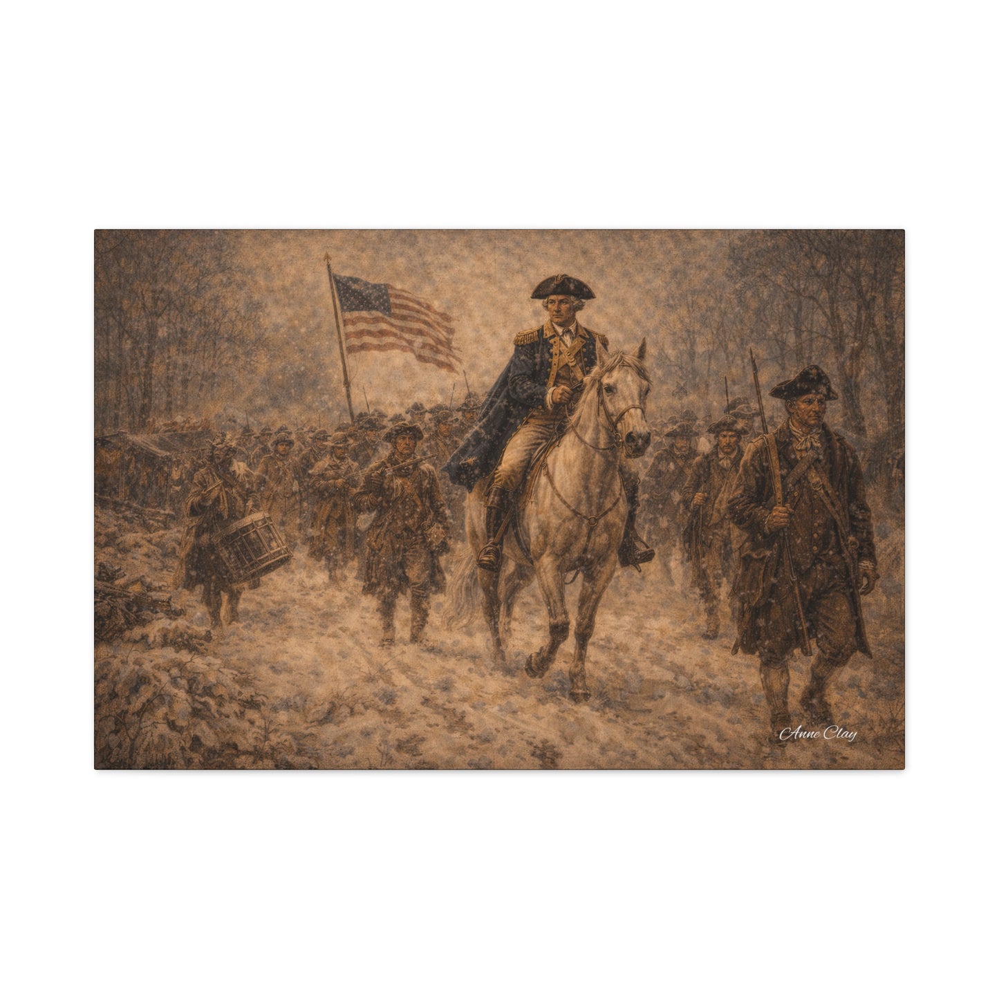 George Washington Revolutionary War Canvas Print — Historic American Flag Wall Art
