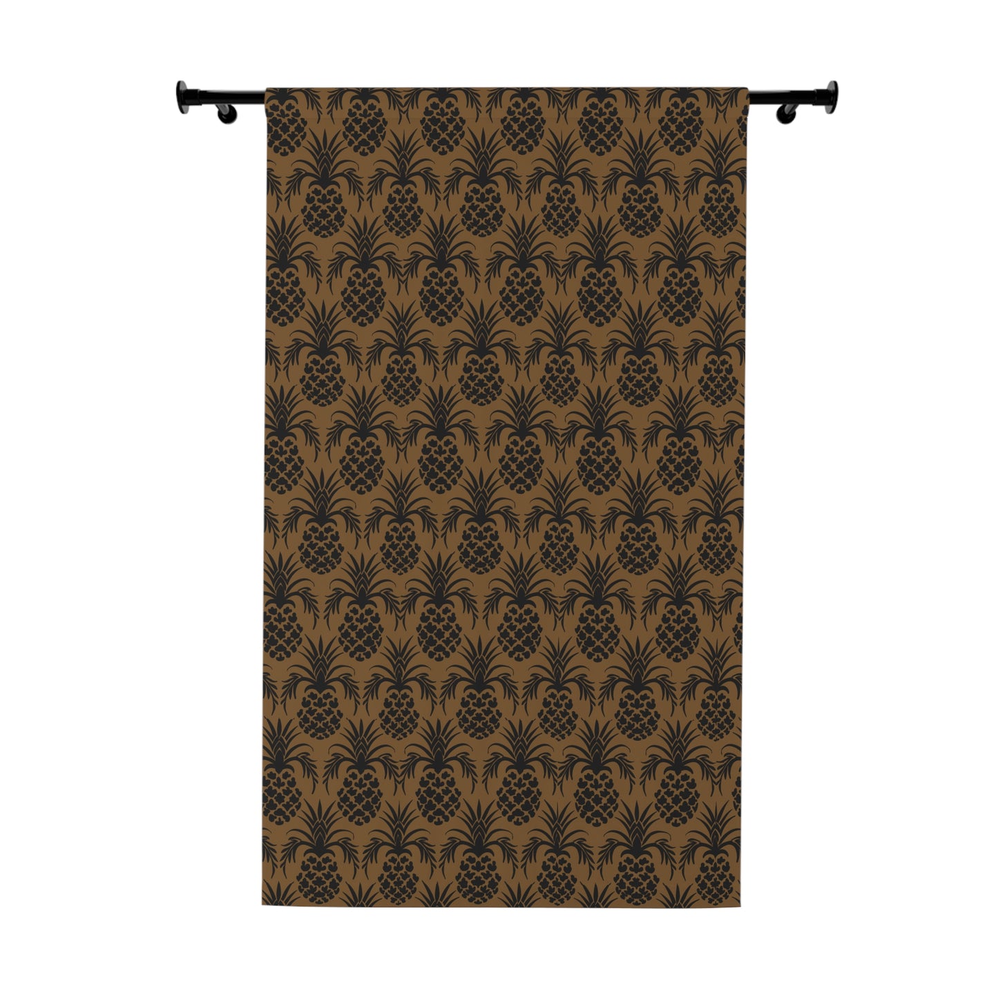 Black and Gold Pineapple Pattern Window Curtains (1 Piece)