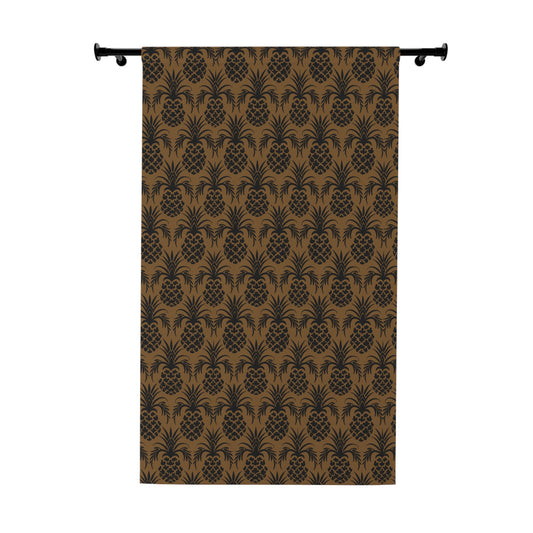 Black and Gold Pineapple Pattern Window Curtains (1 Piece)