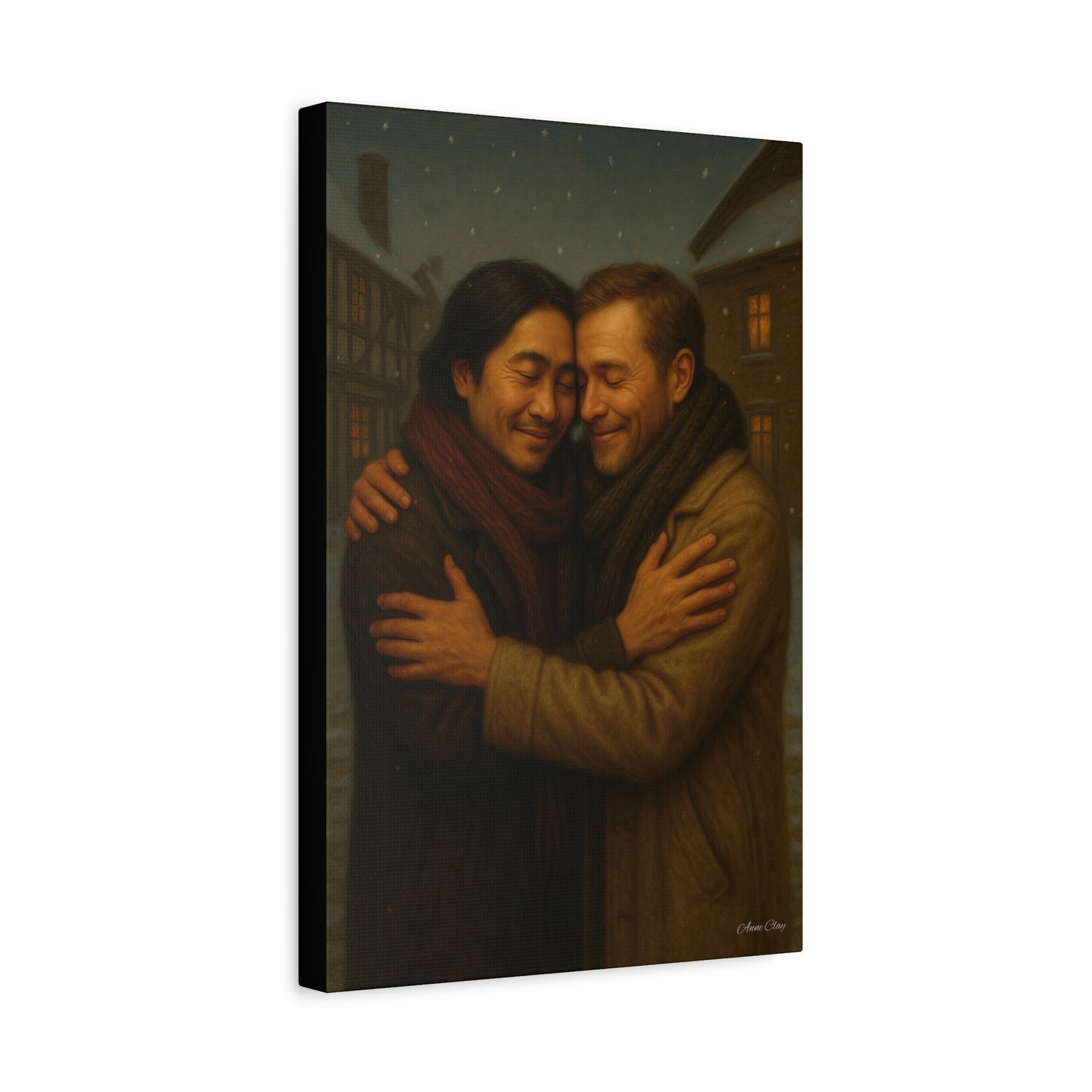 Spirit of Christmas, Brotherly Love Warm Embrace Canvas Art