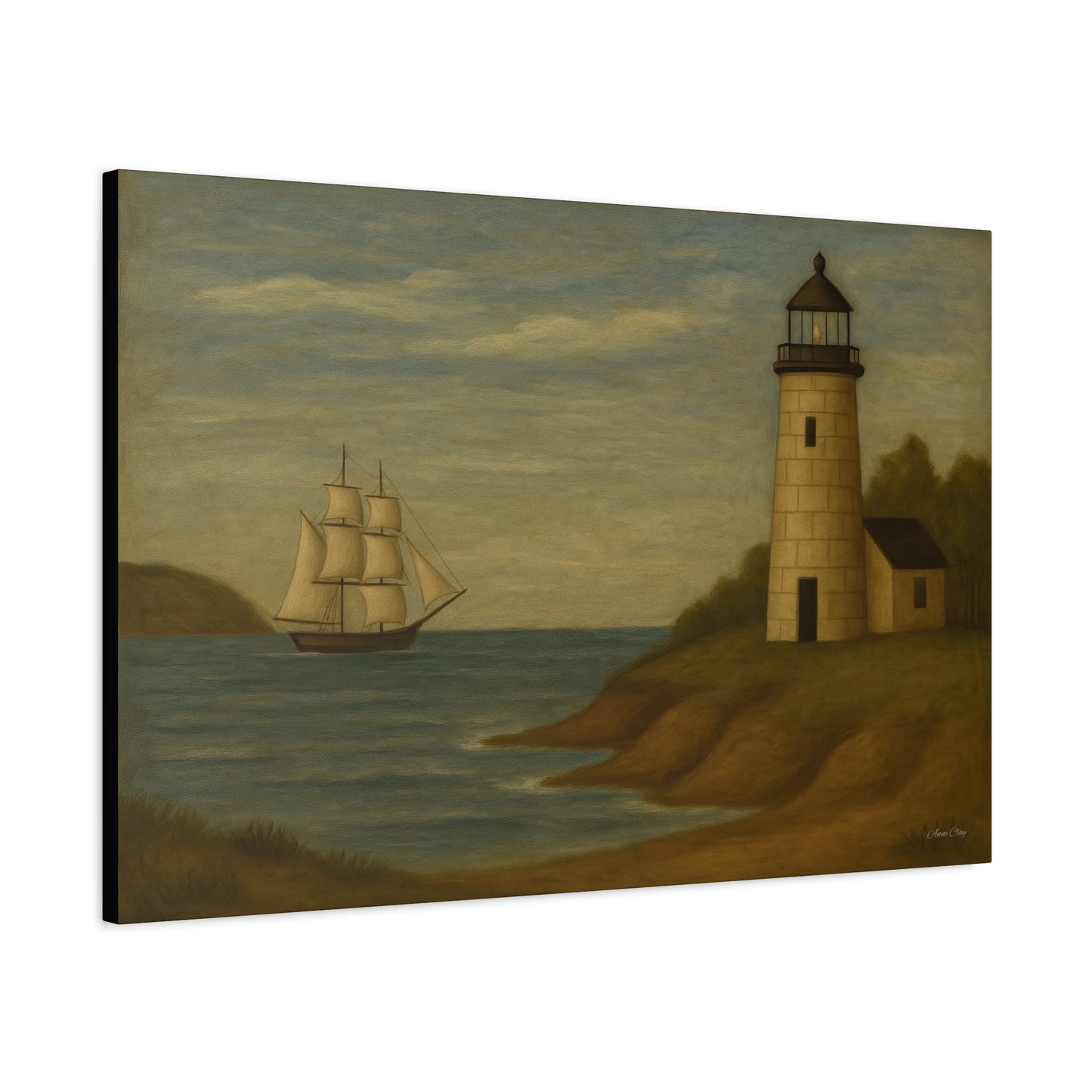 Nautical Canvas Art, Coastal Lighthouse Wall Decor, Home Living Room Decoration, Beach House Gift, Maritime Art Print, Ocean Theme Artwork