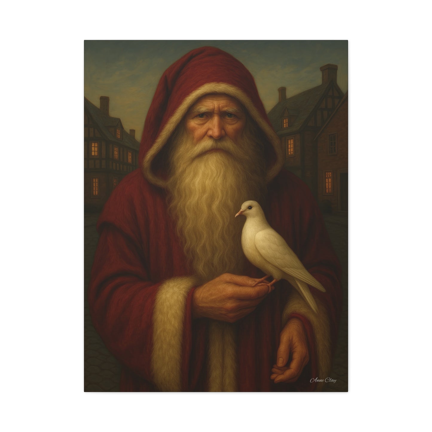 Santa with Dove Canvas Art Print
