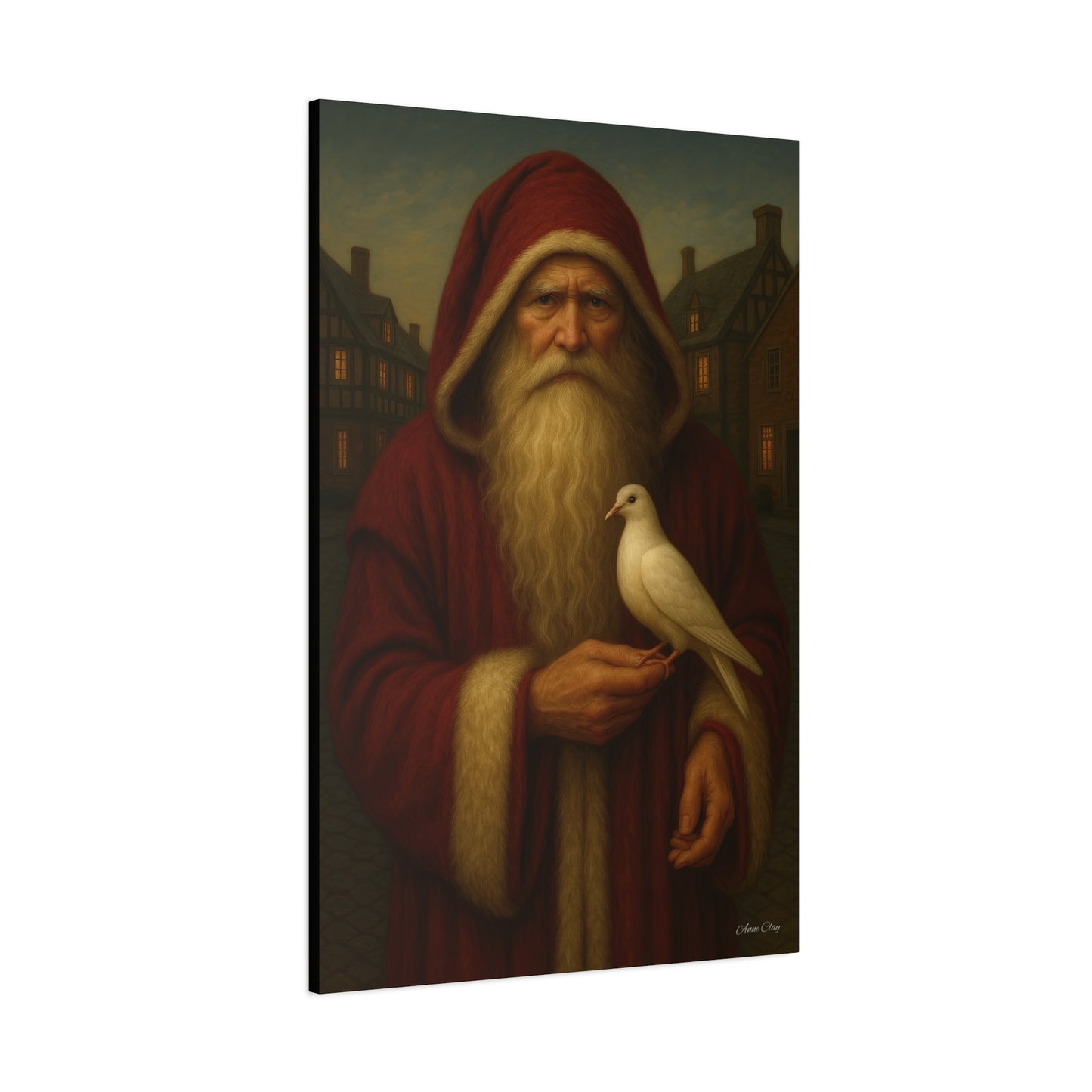 Santa with Dove Canvas Art Print