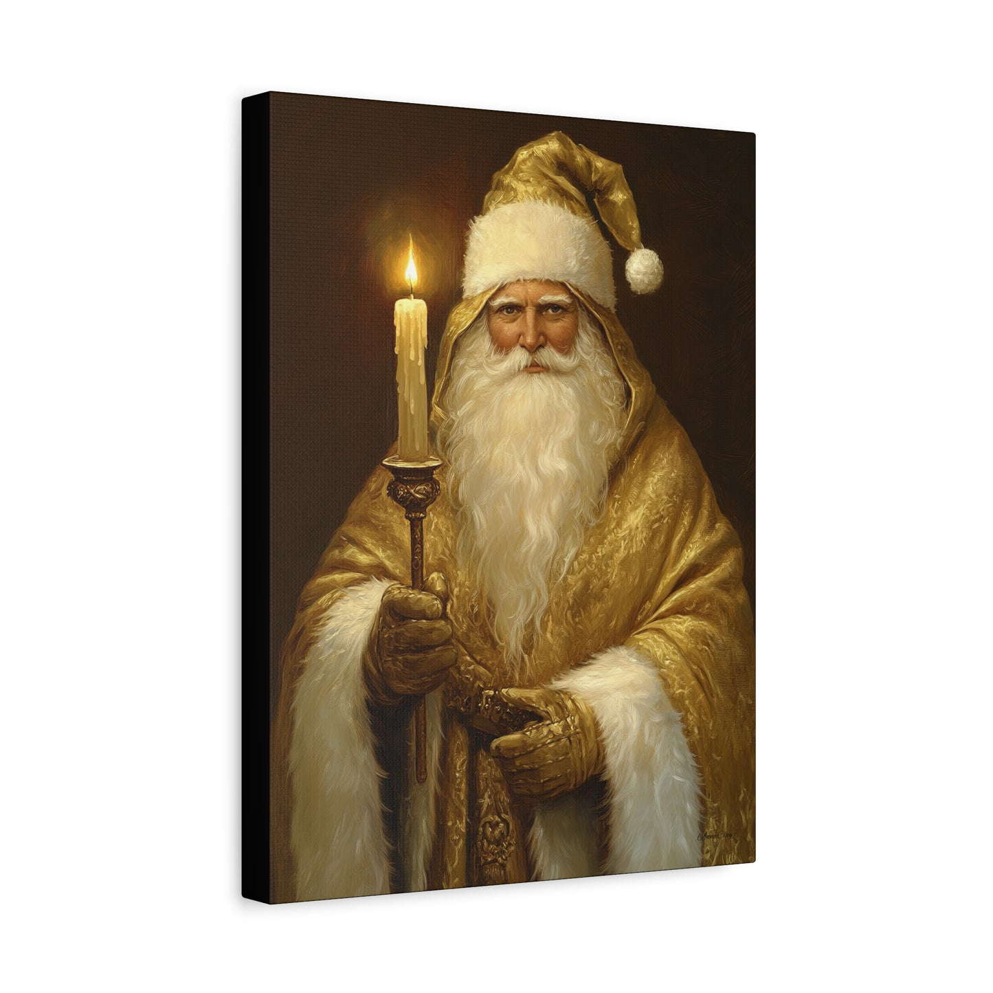 Golden Glow Santa Matte Canvas, Stretched, 1.25"