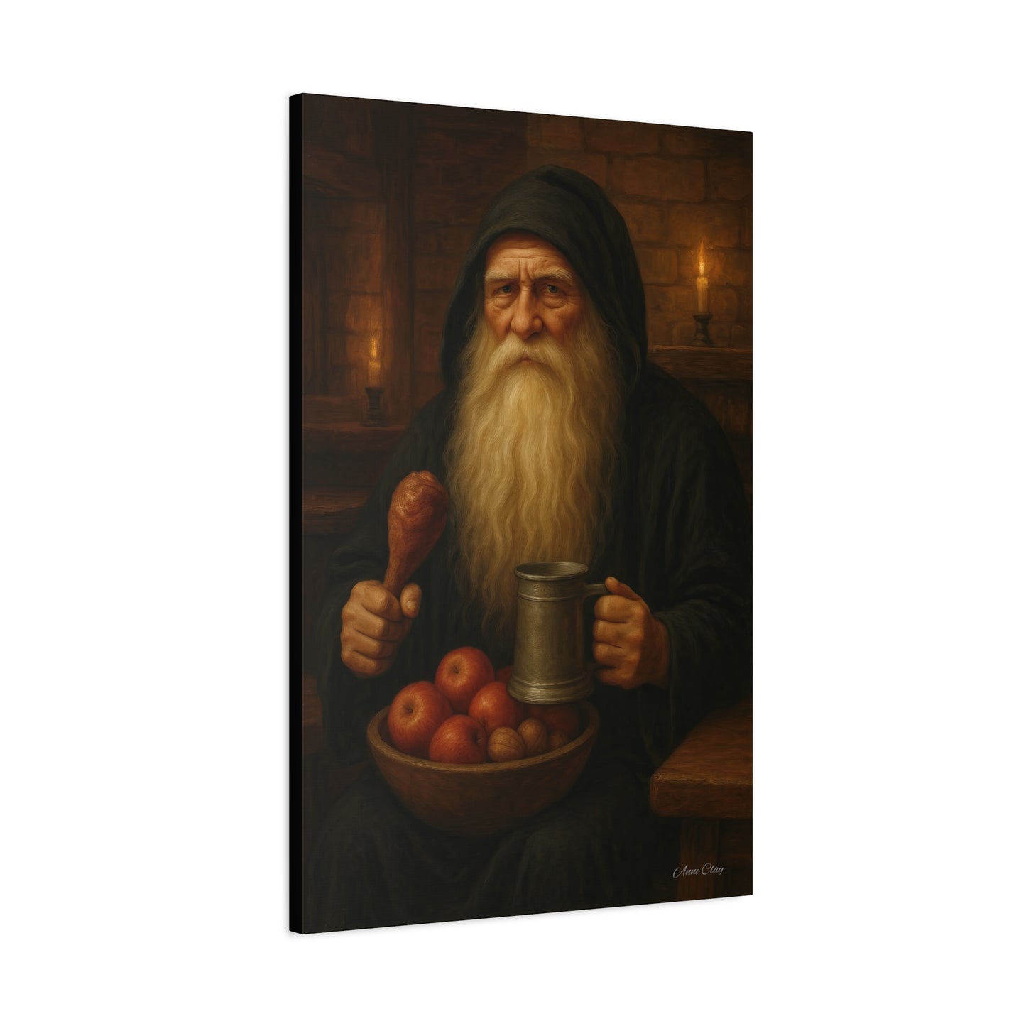 Rustic Canvas Wall Art: Wise Man with Feast