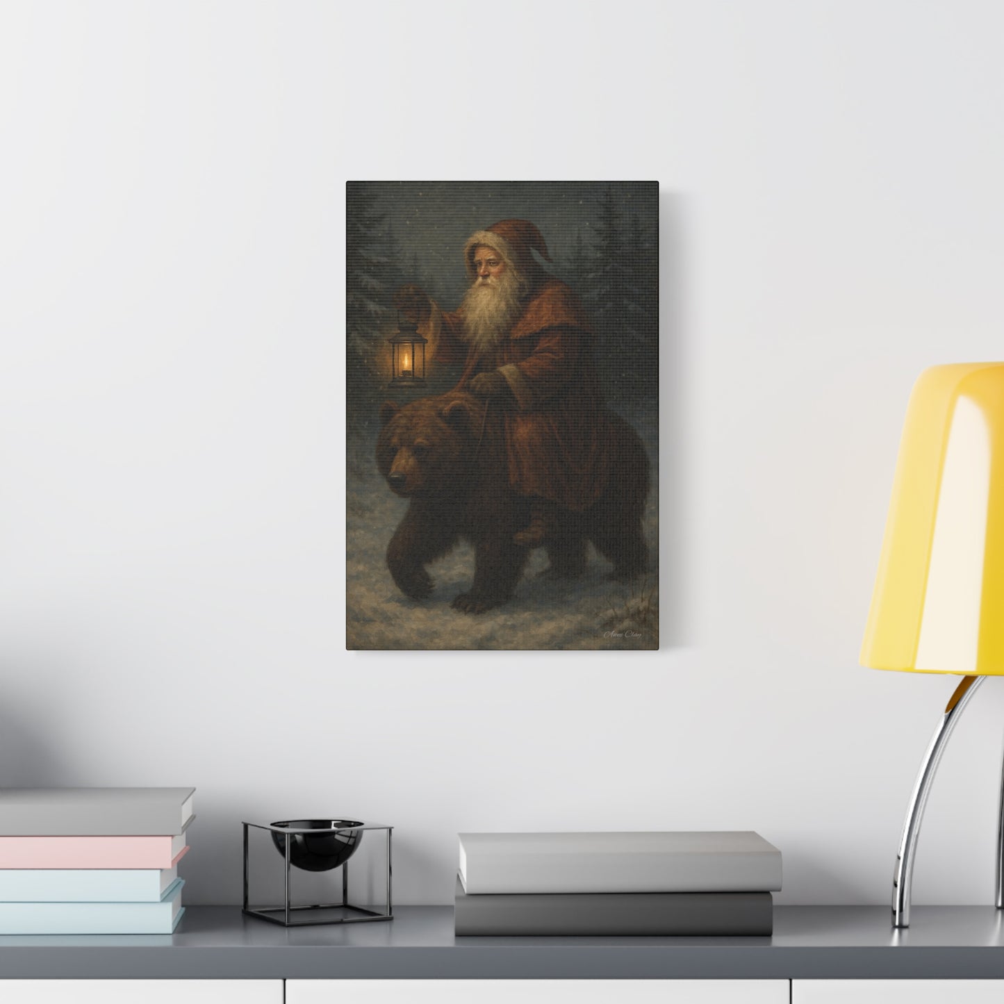 Vintage Santa Bear Canvas Wall Art