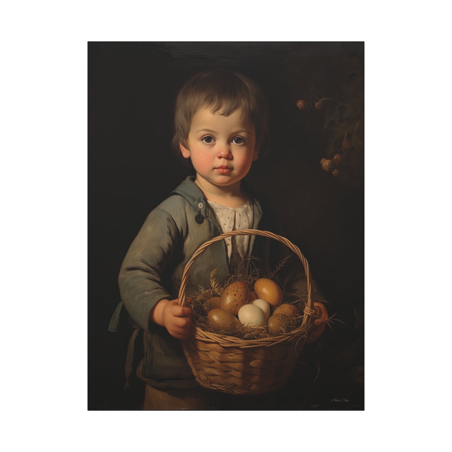 Charming Kid's Art Canvas - Vintage Style Bunny & Eggs Design for Home Decor