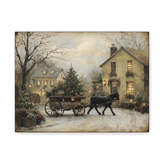 Rustic Winter Canvas Art, Holiday Home Decor, Christmas Wall Art, Cozy Living Room Decoration, Seasonal Wall Hanging