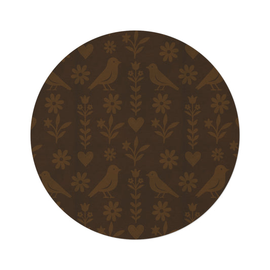 Vintage Floral Round Rug for Cozy Living Spaces, Bohemian Decor, Home Accent, Area Rug, Gift for Bird Lovers