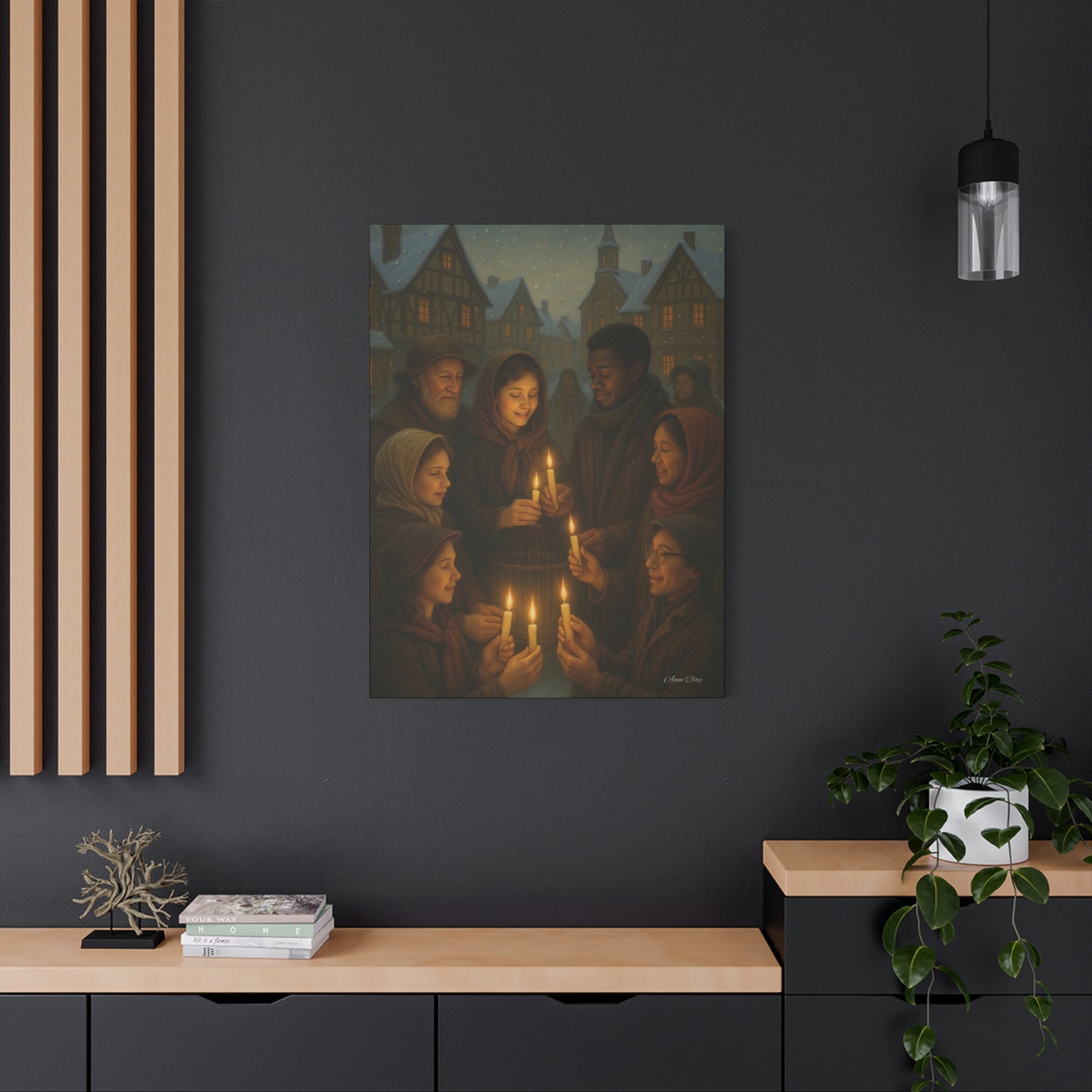 Share the Light Christmas Print Candlelight Gathering Canvas Print