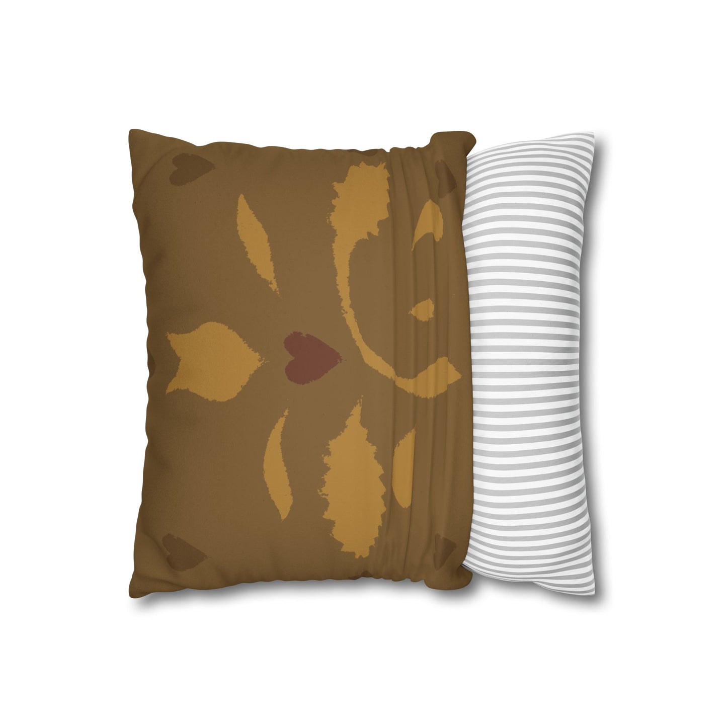 Leaves and Hearts Stencil Faux Suede Square Pillowcase