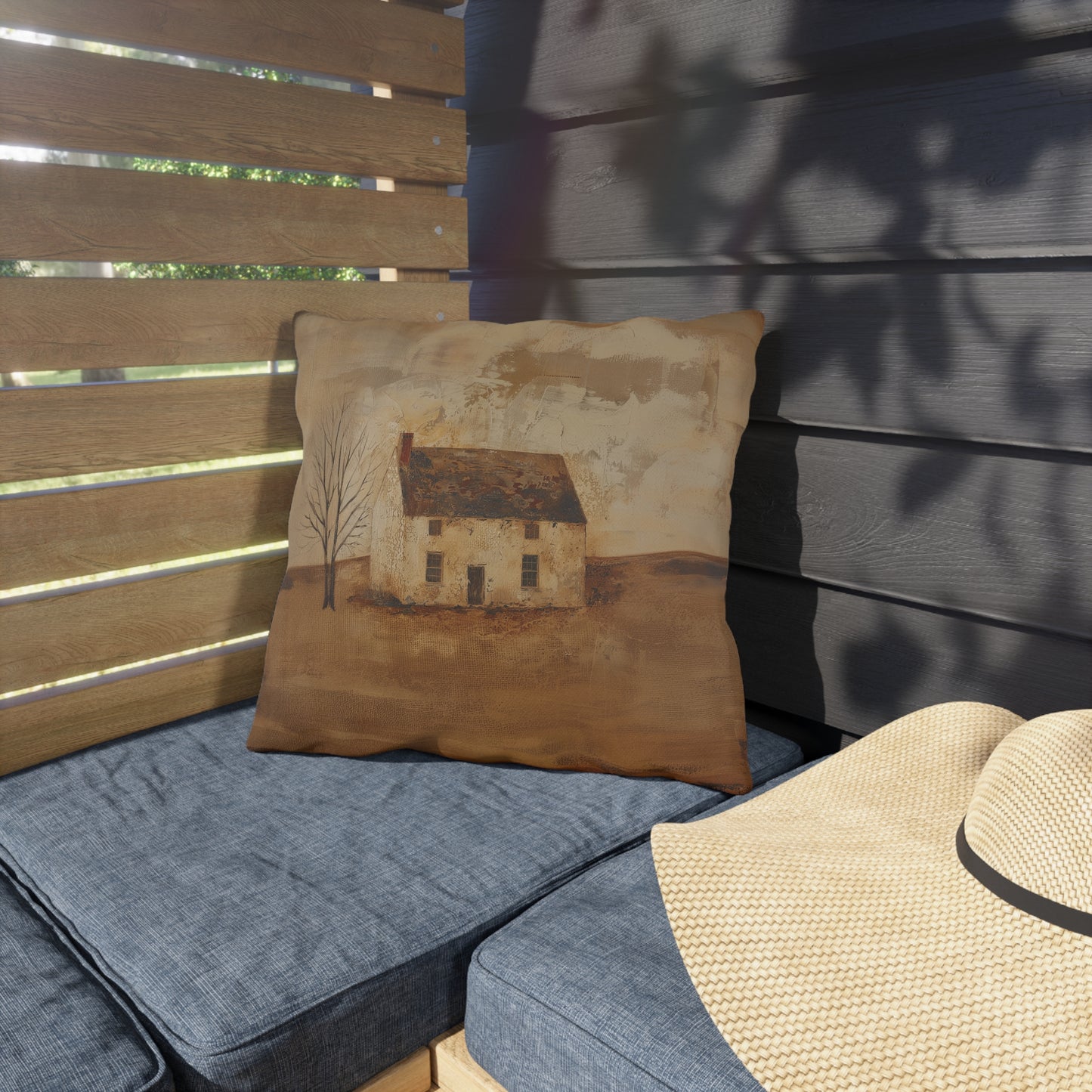 Primitive House Outdoor Pillows