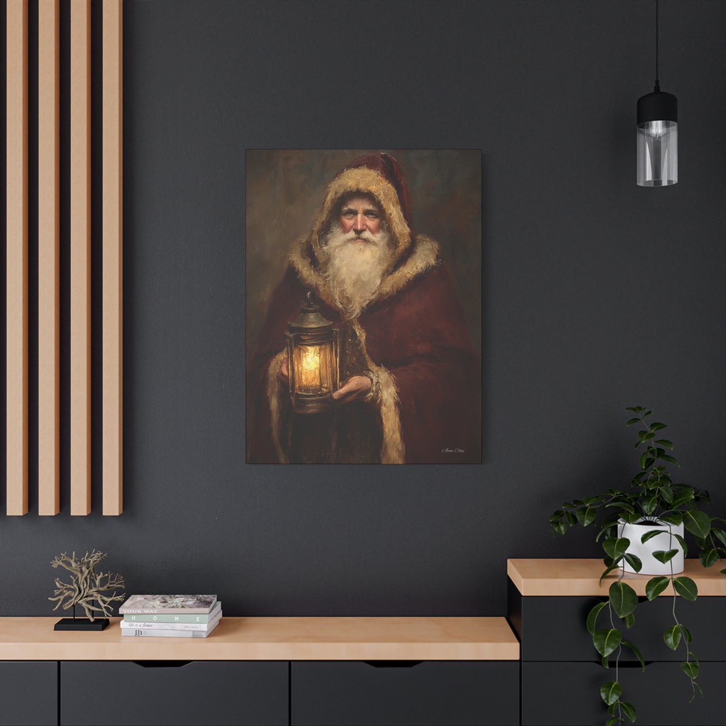 Firelight Santa Matte Canvas, Stretched, 1.25"