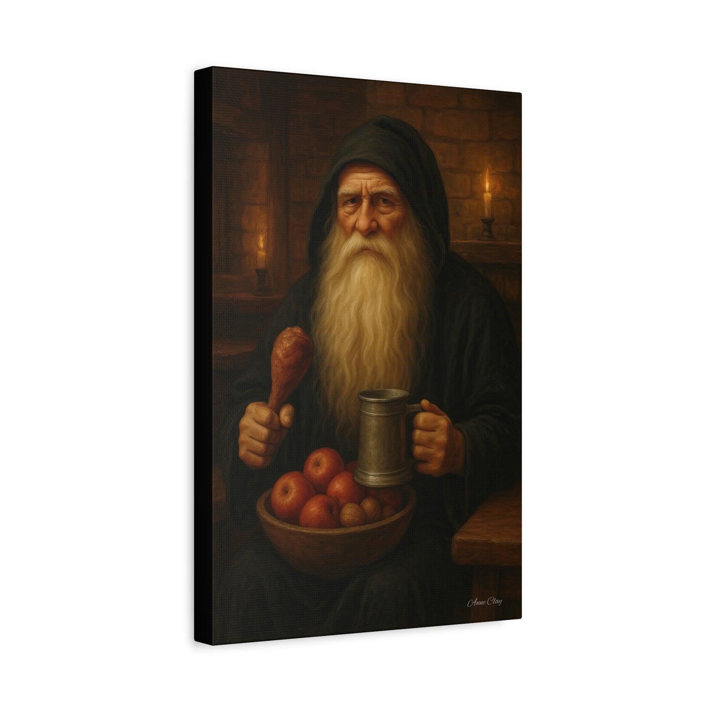 Rustic Canvas Wall Art: Wise Man with Feast