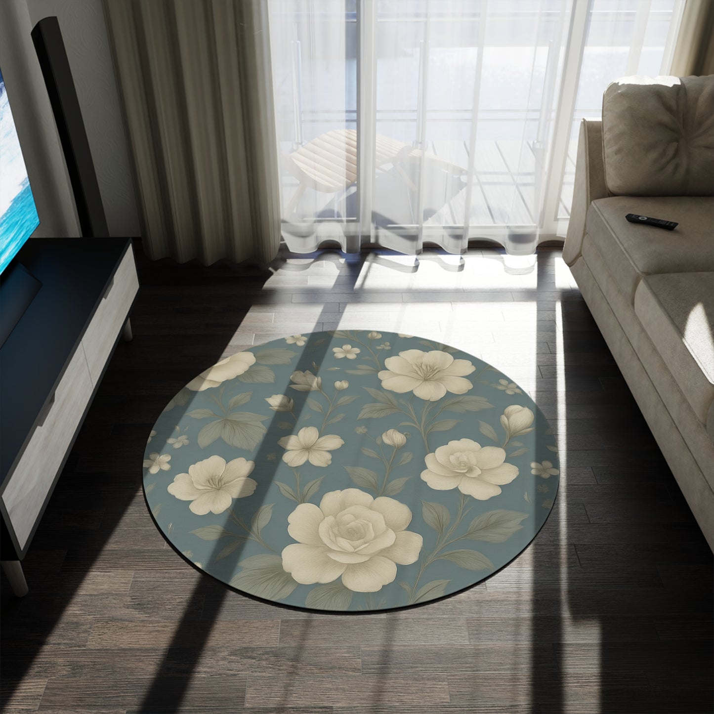Floral Round Rug | Vintage Decor, Living Room Lounge, Cozy Home, Carpet for Weddings, Boho Style