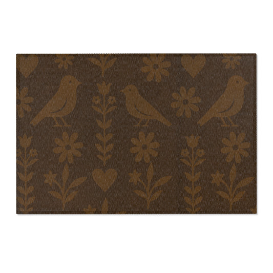 Cozy Bird & Flower Area Rug | Farmhouse Decor, Boho Style, Living Room Accent, Bird Lovers Gift, Soft Floor Mat