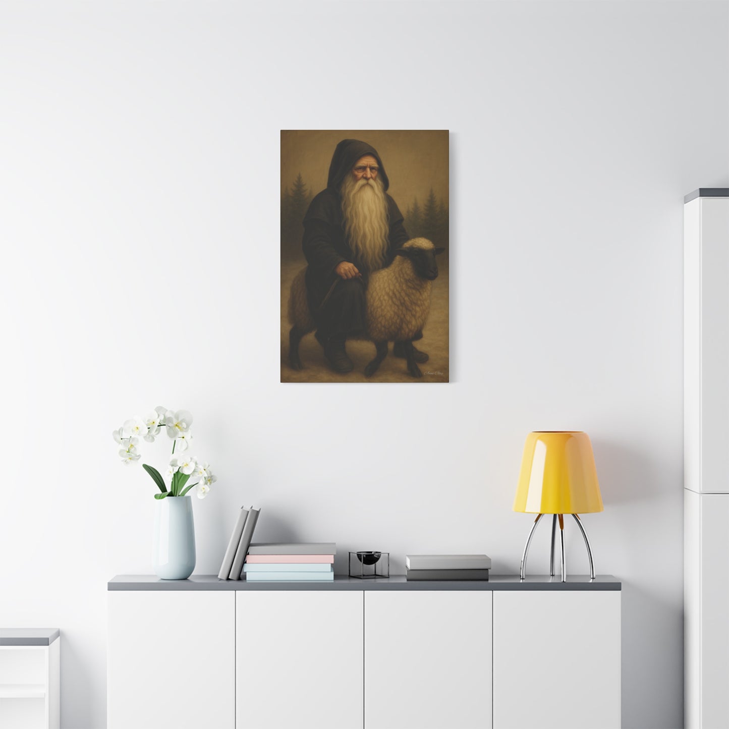 Elderly Shepherd Canvas Wall Art