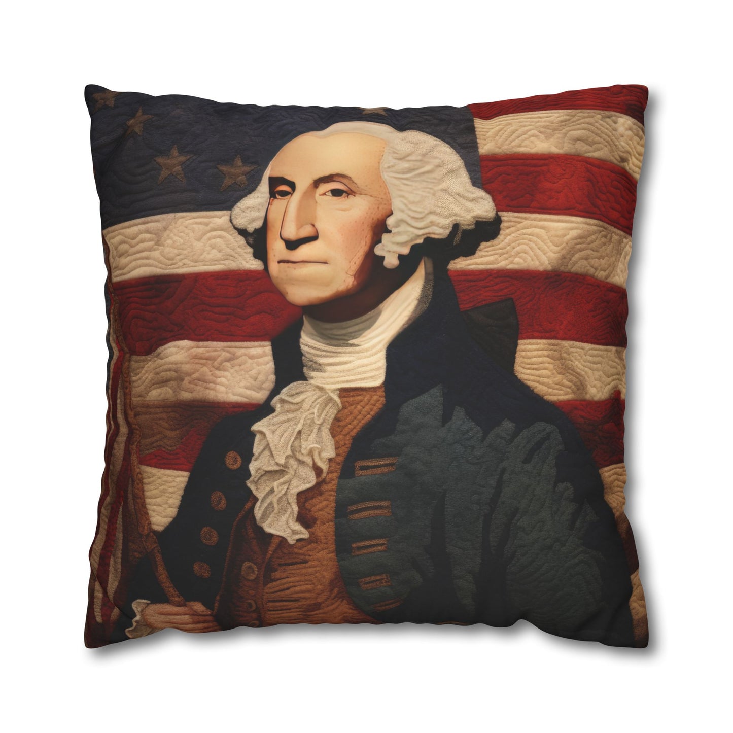 Faux Quilted George Washington Square Poly Canvas Pillowcase