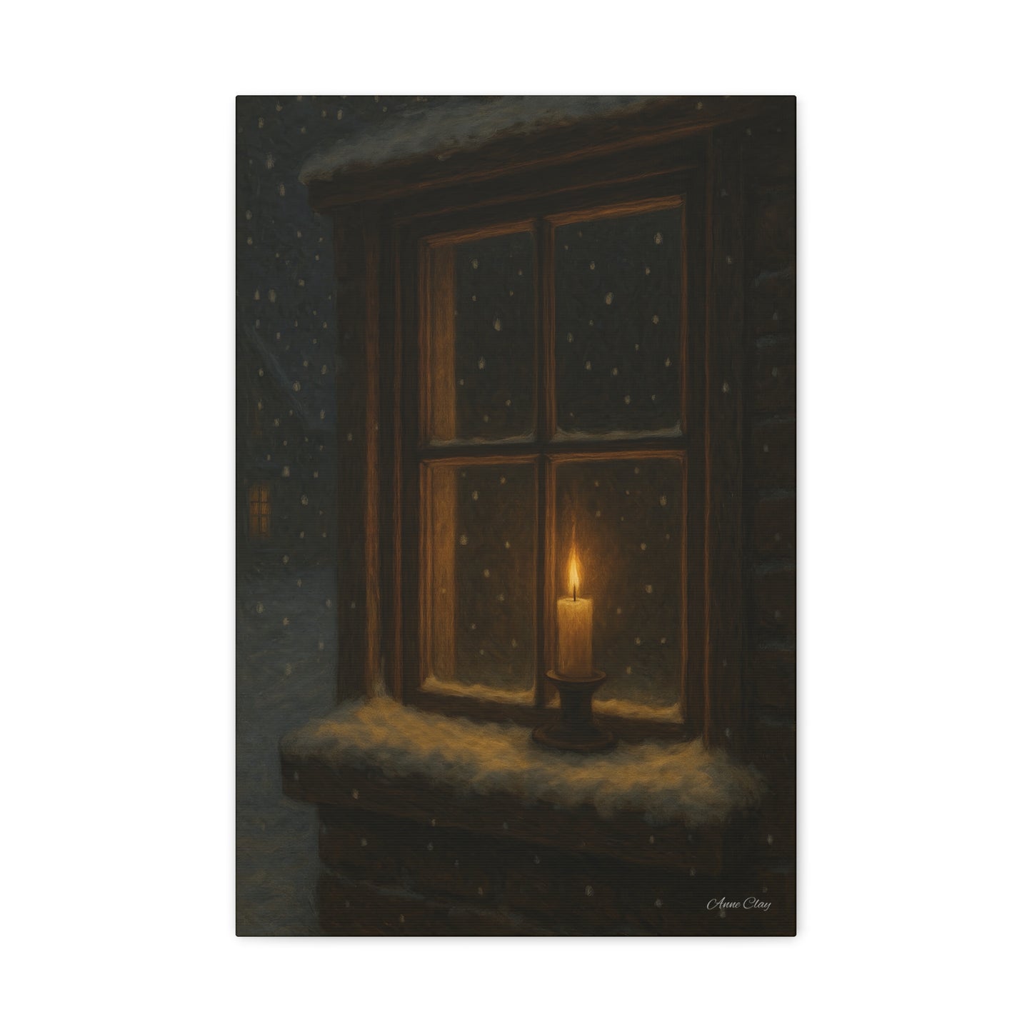 Light in the Darkness Candlelit Winter Scene Canvas Print Christmas, Holiday