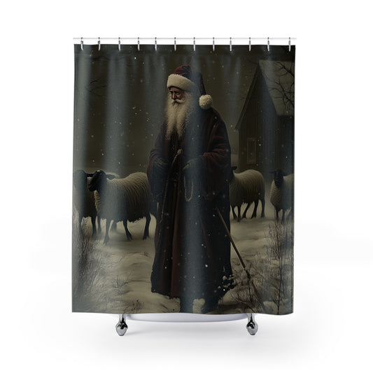 Vintage Santa Shower Curtain – Holiday Bath Decor, Christmas Bathroom Accessory, Festive Home Decor, Santa Claus Gift